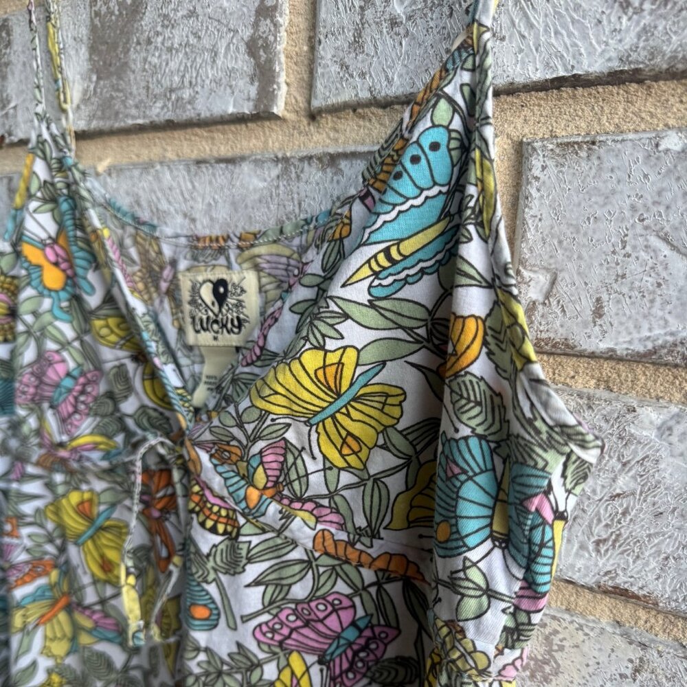 LUCKY Made in Peru Colorful Floral V-Neck 100% Cotton Tank Top Women's Size M - Picture 5 of 7